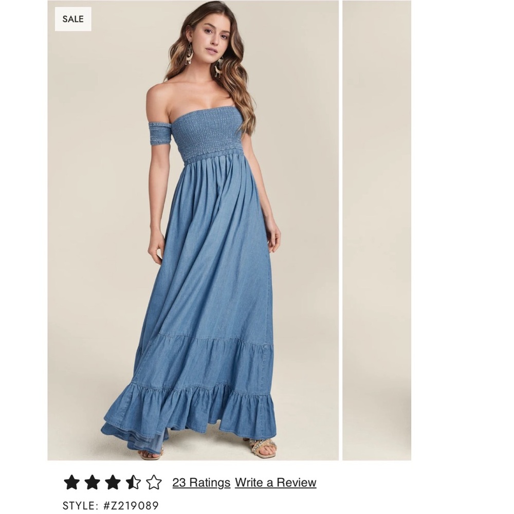 VENUS Strapless Denim Blue Maxi Dress